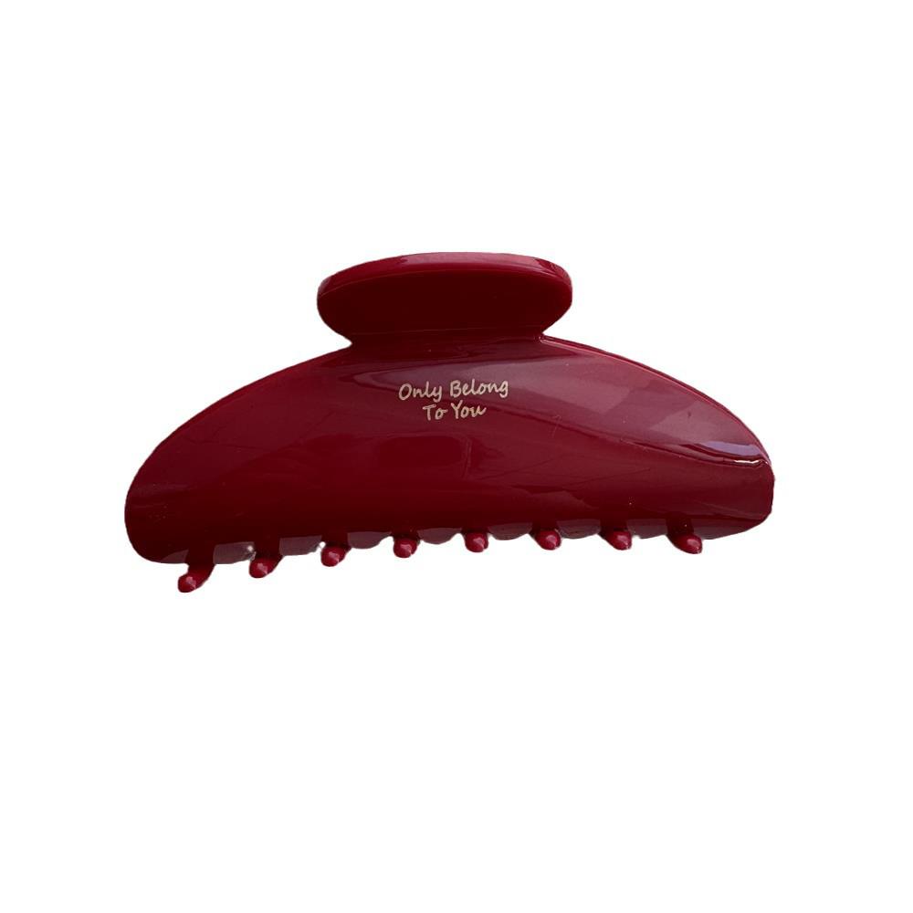 New Year Red Collection: Large Gold Logo Hair Claw—Back of Head Shark Clip Accessory