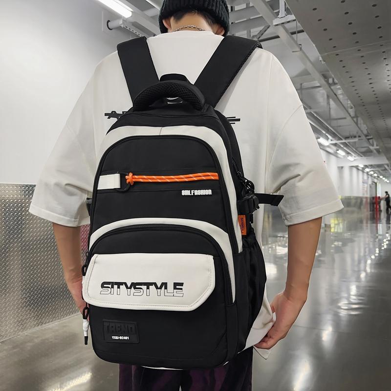 Großer, leichter Schulranzen für Mittelschüler mit großem Fassungsvermögen und Farbblock-Design für Herren