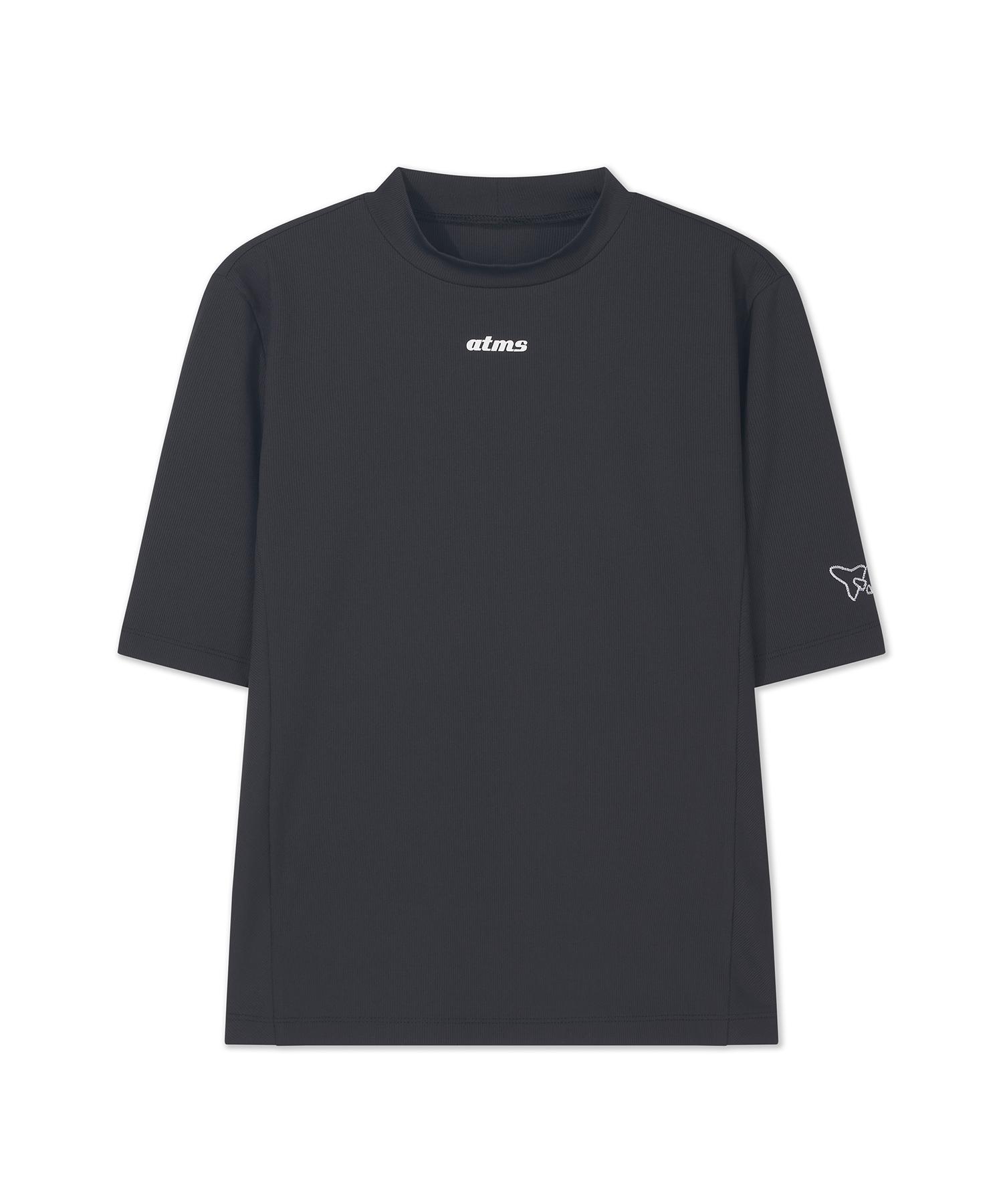 Antomas Ribbed 5/8 Sleeve Mock Neck T-Shirt Women S - Black Xs