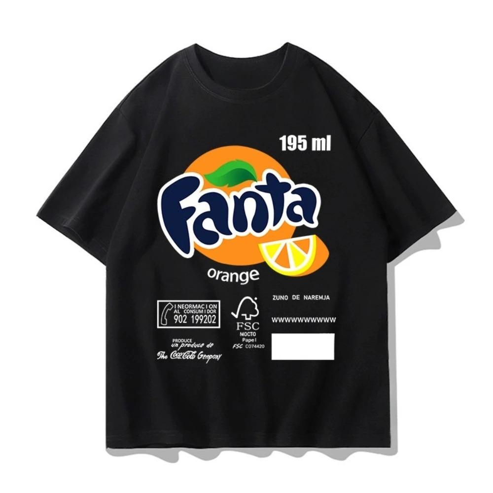 

2026 Summer Cotton Breathable Streetwear T-shirt Fanta Printed T-shirt Unisex Stylish Short-sleeved Round-neck Shirt L