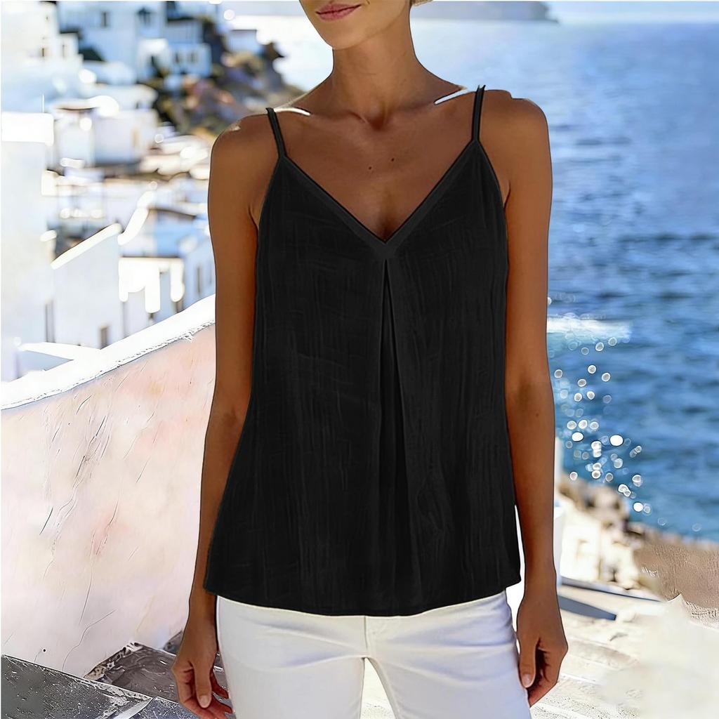 Linen Tank Tops for Women Spaghetti Strap Loose  Shirts