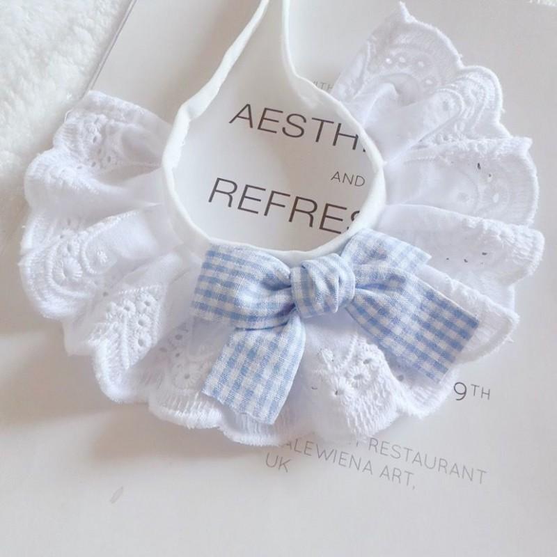 Cotton Lace Cat Bib With Bow Decorative Neck Scarf Small Pets Accessory