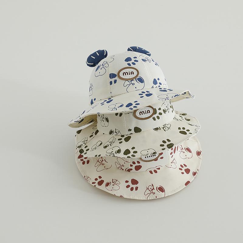 2026 Spring Unisex Korean Baby & Small Dog Cartoon Bucket Hat - Cute Sun Protection Fisherman Style