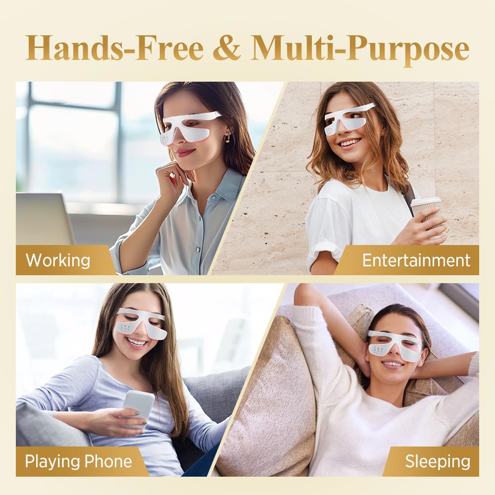 Microcurrent 3D Eye Massager Red Light Glasses for Decreasing  Darkness Relaxing Eye Tired with Glasses Strap Eye Beauty Care