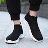 Plus-Size High-Top Stretch Sock Sneakers: Men's Slip-On Casual Flyknit Running Shoes