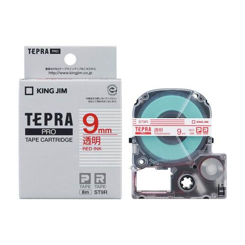 

King Jim [Оригінальний] Картридж для стрічки Tepra PRO 9 мм, прозора етикетка/червоні літери, довжина 8 м ST9R