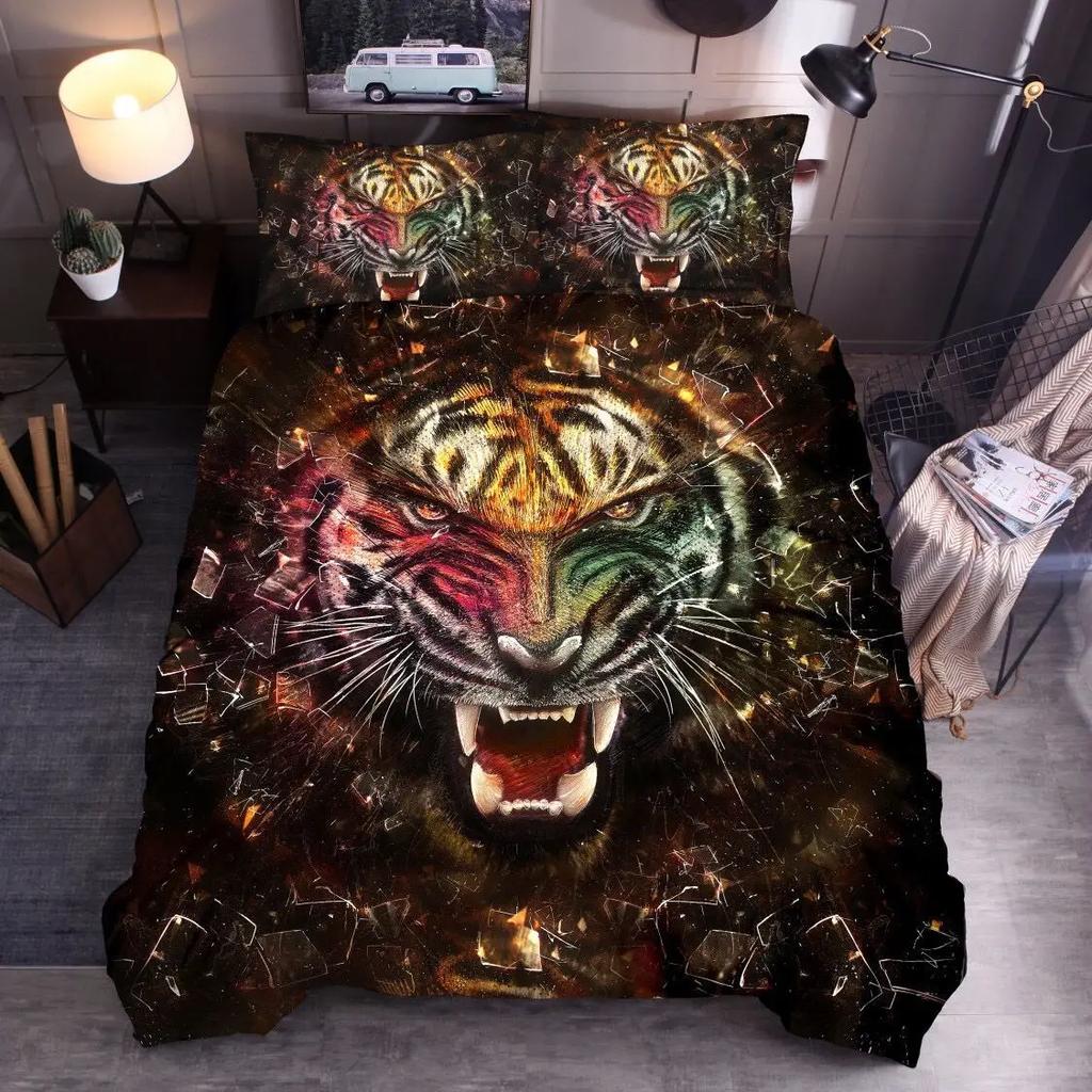 Bohemian Style Comforter Bedding Sets Indian Wolf 3pcs Animal Duvet Cover Sets King Size Boho Bedding Polyester Ropa De Cama