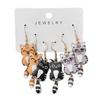 Set of 3 Cartoon Cat Ear Studs Animal Shaped Earrings Stylish Dangle Drop Earrings for Women and Girls Party Jewelry