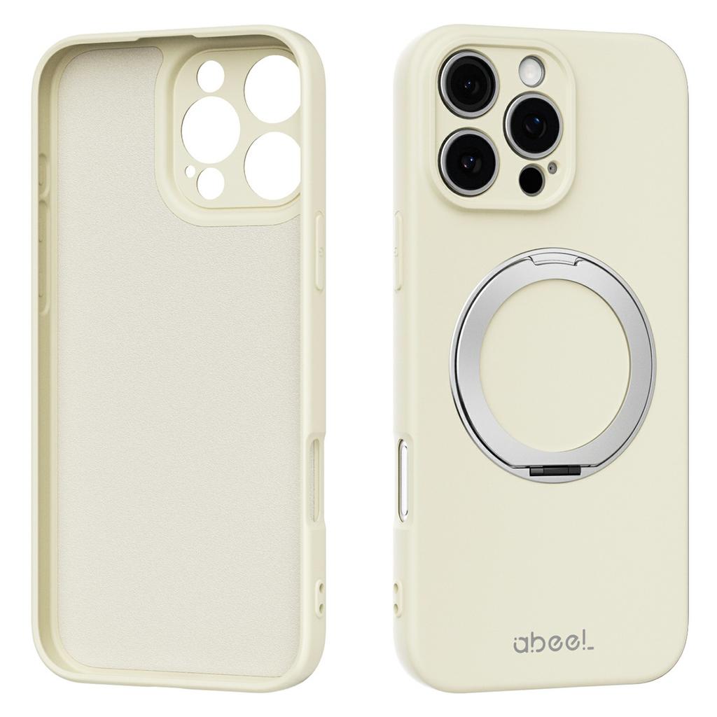 ABEEL For iPhone 16 Pro Magnetic Case Kickstand Skin Touch Liquid Silicone Phone Cover