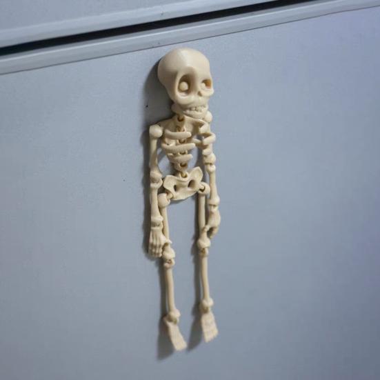 3D Printed Skeleton Refrigerator Magnet Halloween Poseable Skeleton Figurine with Movable Joints