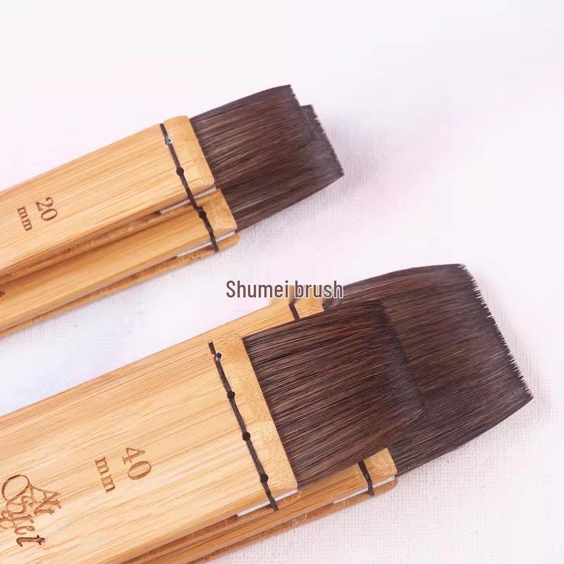 Artsecret Flat Brush with Grey Squirrel Hair Blend & Carbonized Bamboo Handle for Watercolor, Gouache, Oil, & Acrylic Painting