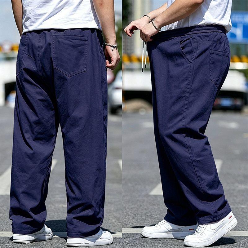 Autumn and Winter Men's Clothing Plus-Sized Oversized Slacks Thick Elastic Cotton Loose Cargo