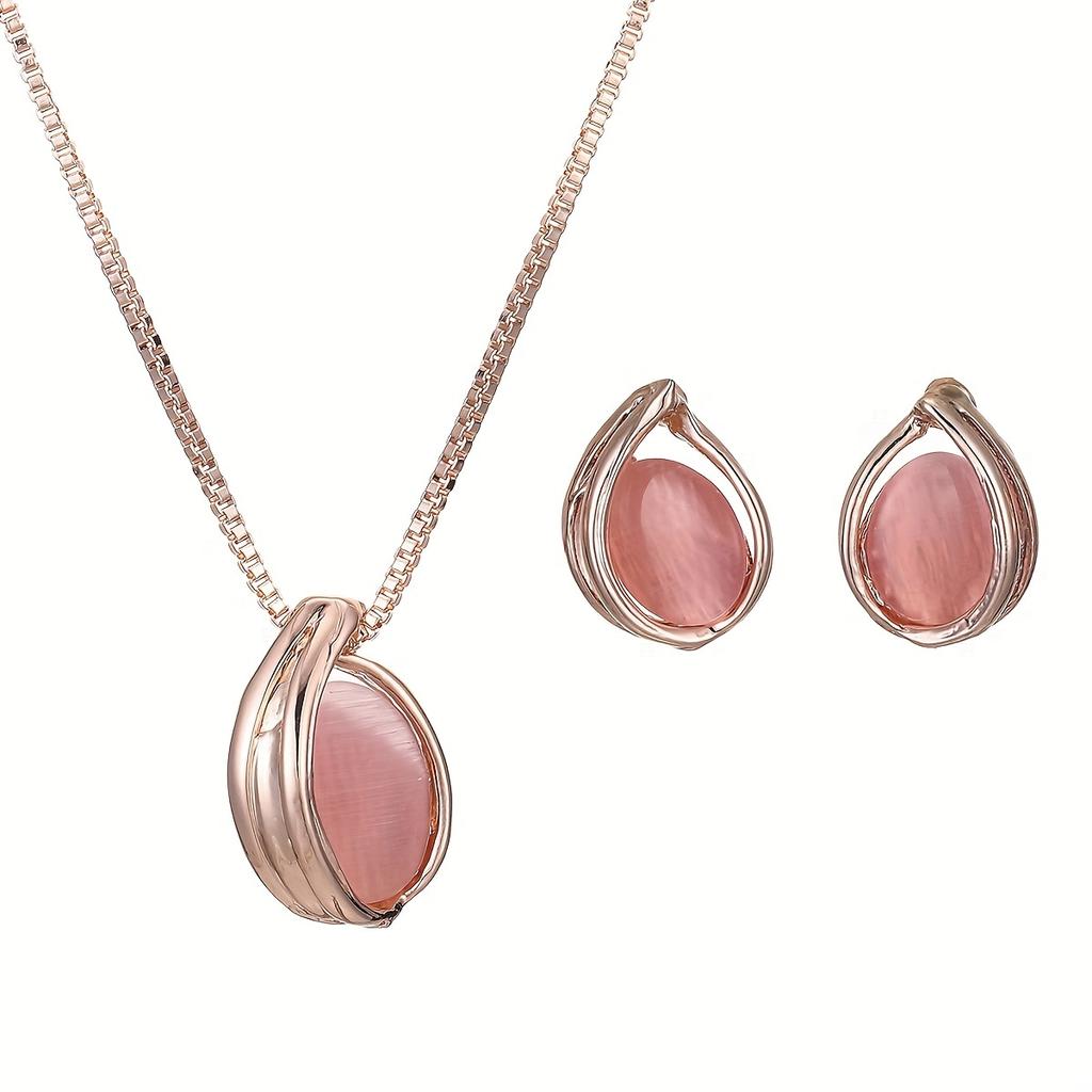 Women's Necklace and Earrings Jewelry Set, Pendant and Stud Earrings Two-Piece Set, Holiday Party, Celebration, Wedding Accessories, Gift