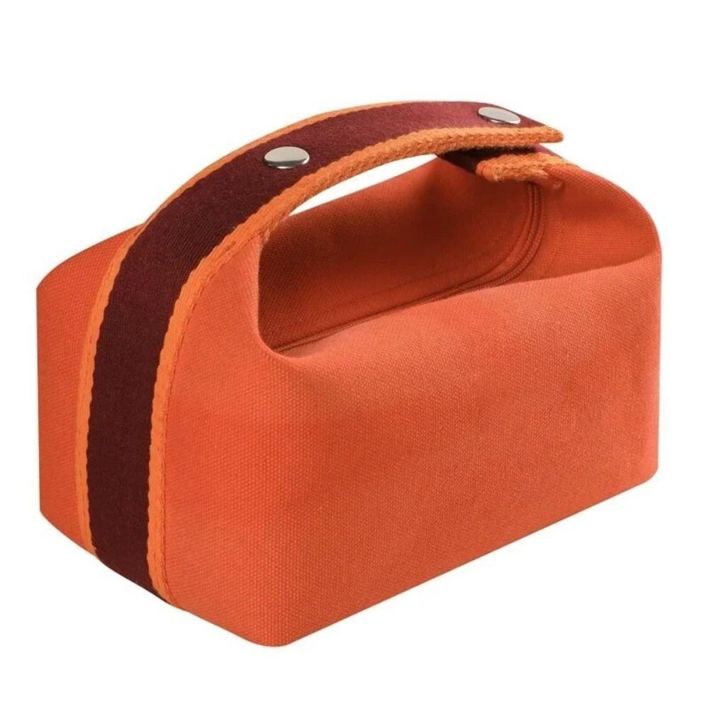 Trendige Kosmetiktasche mit großem Fassungsvermögen, Canvas, Tragbar, Kulturtasche, Handtasche für Make-up, Reise