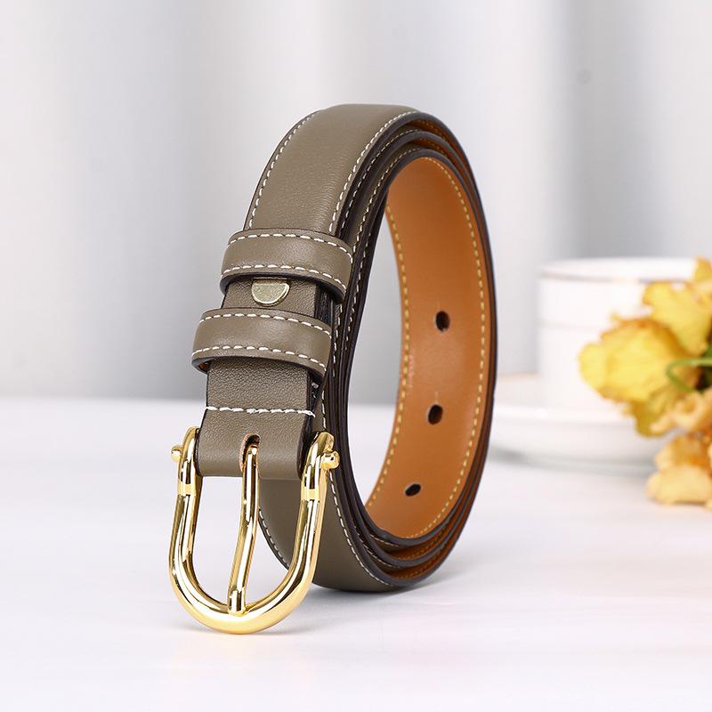 2.4Cm New Korean Version Of Simple Fashion Trend Belt Women'S Genuine Leather First Layer Cowhide Versatile Casual Pants Belt Belt