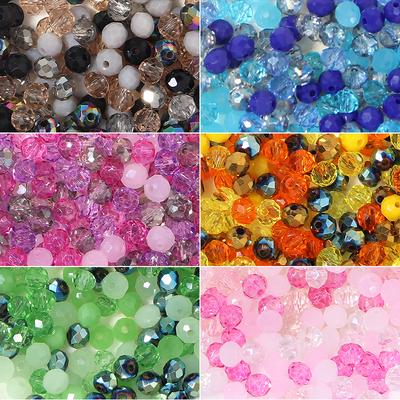 100-200pcs 4/6/8mm Faceted Glass Beads Transparent Colorful Crystal Loose Spacer Beads For DIY Jewelry Making Necklace Bracelets