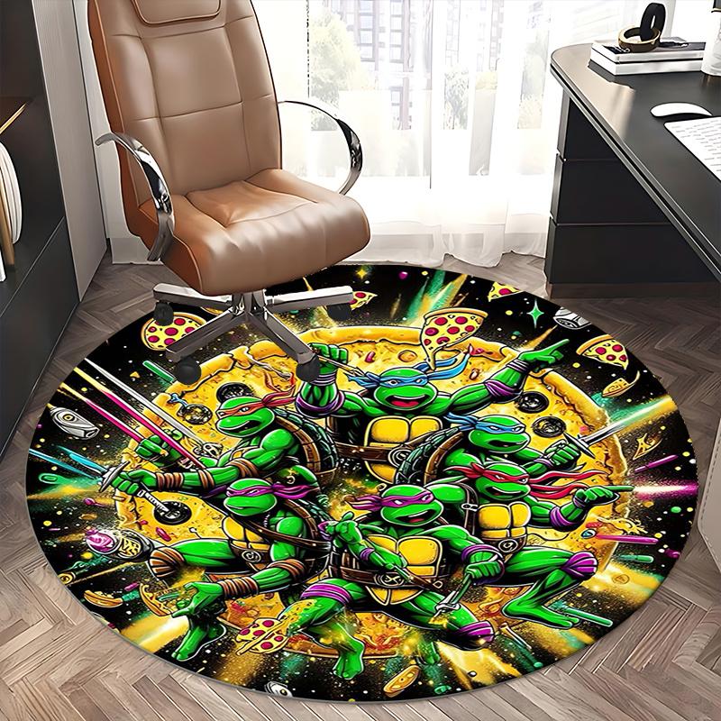 Pizza Turtles,Cosmic Pizza Party Chair mat Round Rug Office carpet, Machine Washable, Non slip, Suitable for Living Rooms, Bedrooms