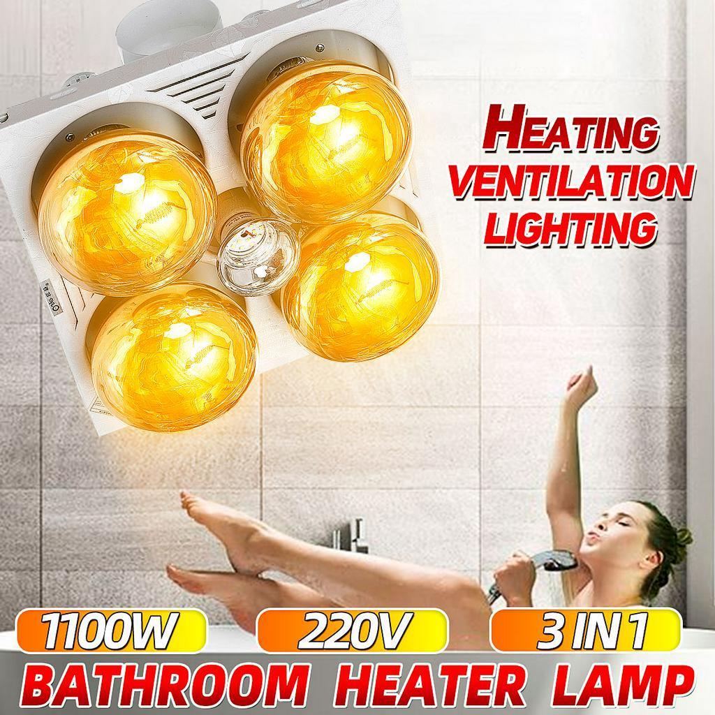 Wall Mounted Electric Heater Bathroom Ceiling Light Lamp Warmer Ventilation Fireplace Heating Stove for Bathroom 1100W AC 220v