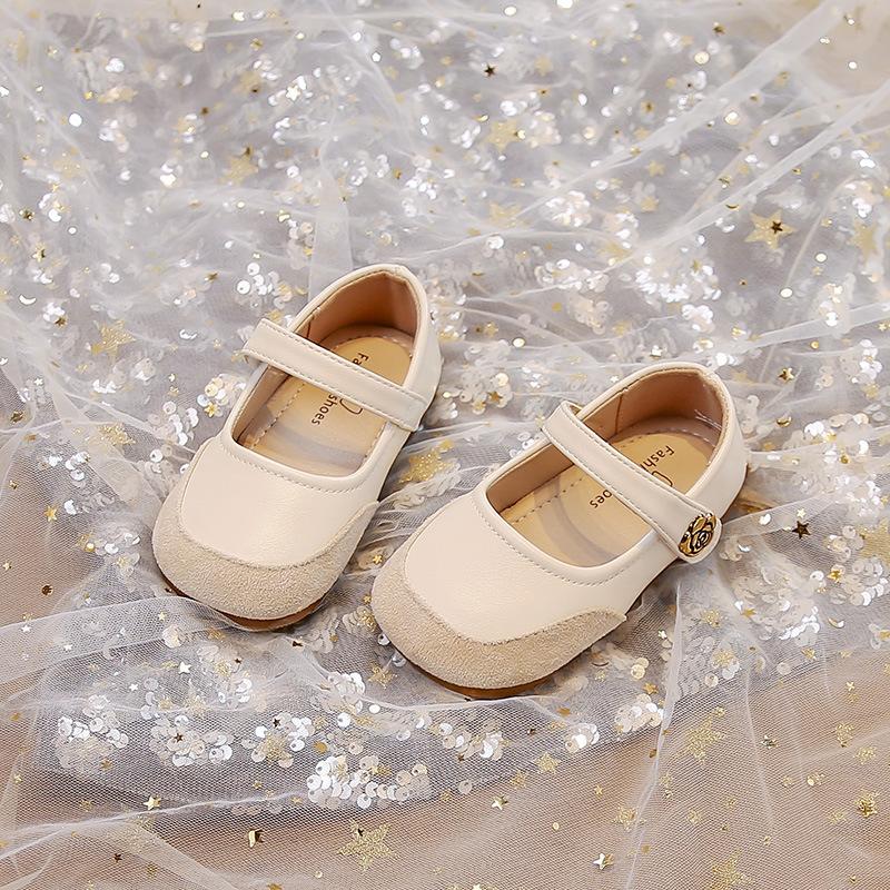 Girls' Rose Flower Leather Shoes2026Spring and Autumn New Leather Performance Shoes for Children In Various Sizes, Solid Color Flats