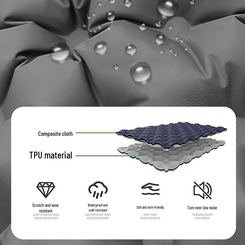 Enhanced Outdoor TPU Inflatable Mat: Foot-Pump Automatic Mattress with Pillow & Moisture-Proof Design