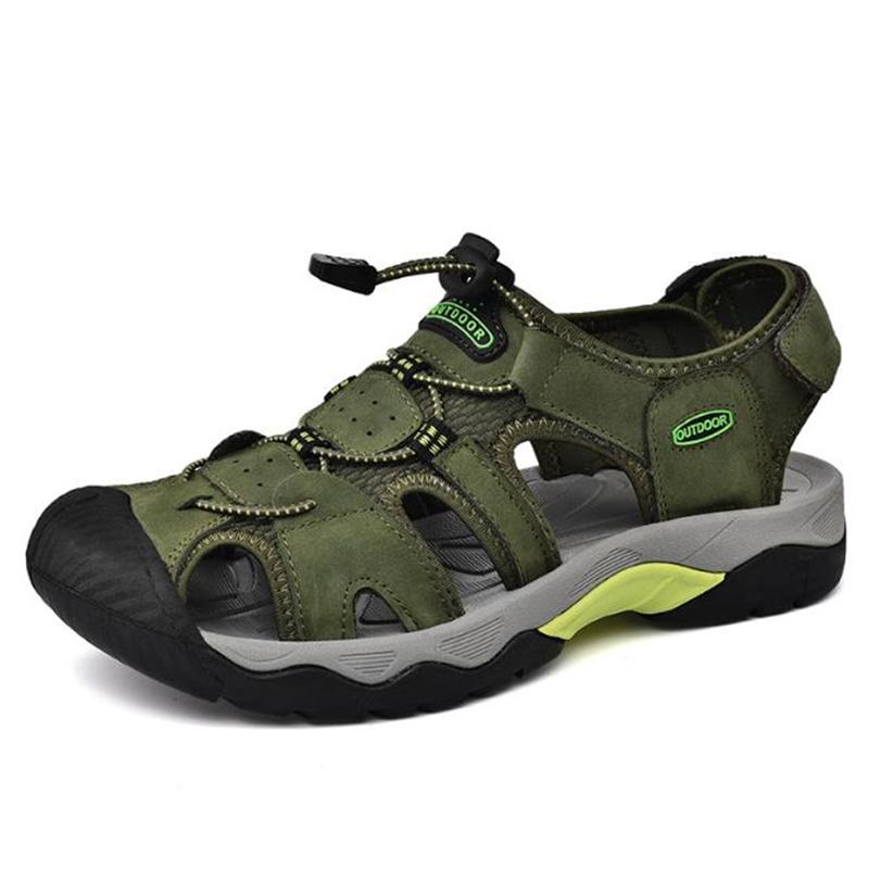 Summer Men Sandals Genuine Leather Mens Casual Shoes Breathable Outdoor Sandals for Men Beach Shoes Slippers Fashion Roman Shoes