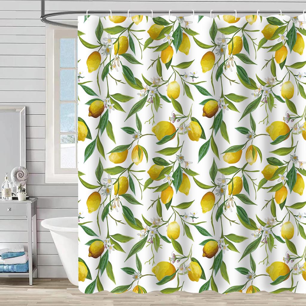 Bathroom Waterproof Curtain Digital Printing Plant Fruit Shower Curtain Free Punching Toilet Partition Curtain Shower Cloth