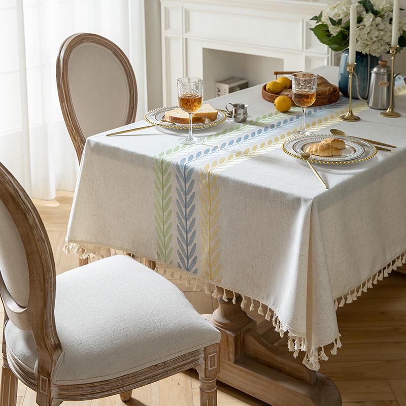 

Водонепроницаемая и пыленепроницаемая хлопково-льняная скатерть в скандинавском стиле - Прямоугольная, износостойкое покрытие для кофейного столика 100x140cm