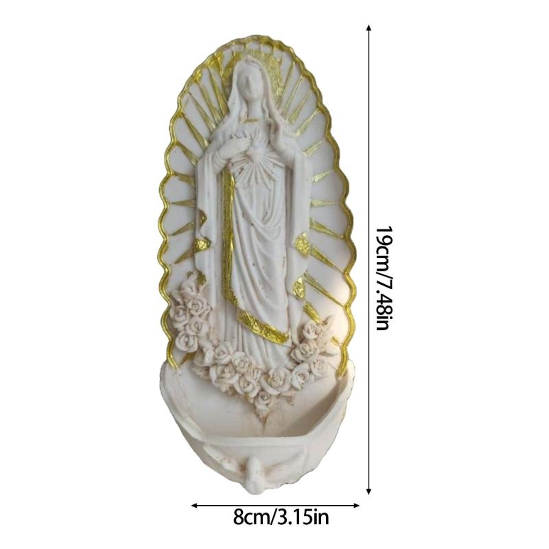 Resins Holy Water Font Catholic Sculpture Wall Hanging Ornament Holy Pool Fountain Religious Home Church Decors Gift