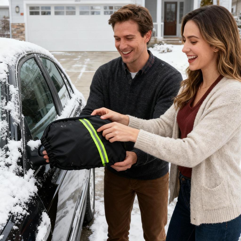 Car Side Mirror & Windshield Wiper Cover Set Frost Barrier All-Weather Protector Car Rearview Mirror Windshield Wiper Snow Cover