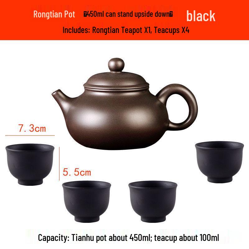 Yixing Large Capacity Purple Clay Teapot with Tea Cup Set for Home Use, Single Pot Kung Fu Tea Set.