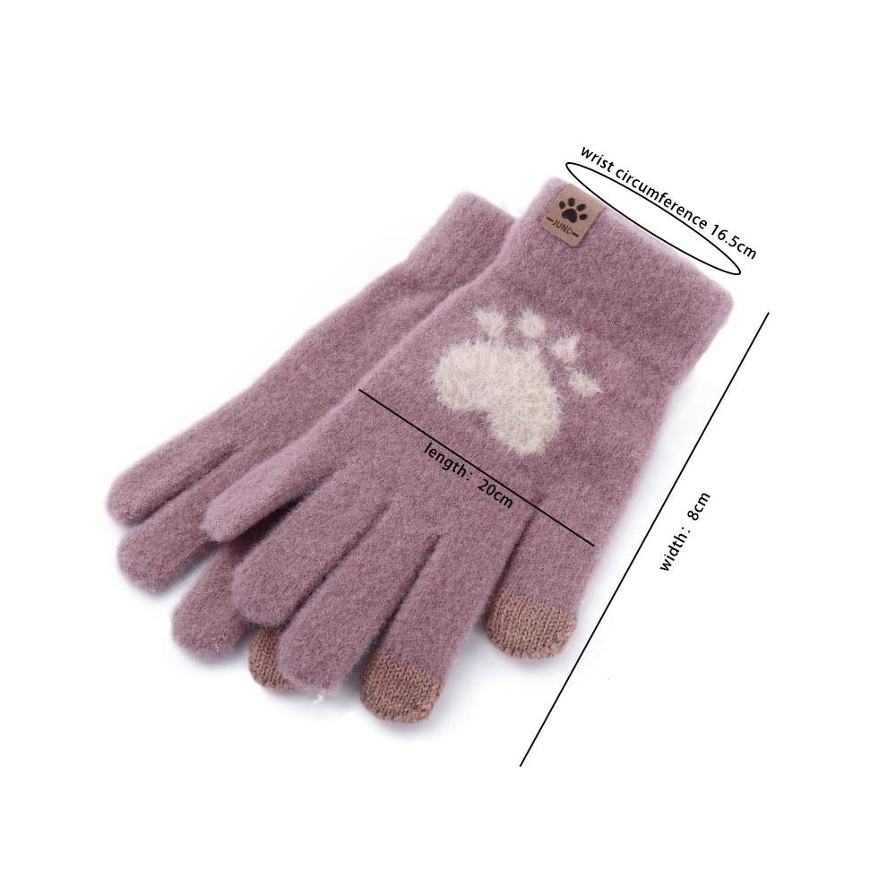 Cat Paw Plus Velvet Elastic Love Female Gloves  Gloves Wool Mittens Driving Gloves