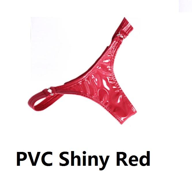 Plus Size Latex Low-Rise G-String Panties Hollow Pvc Shiny Sexy G String Micro Thong Women T-Back Erotic Lingerie Stage Wear F24