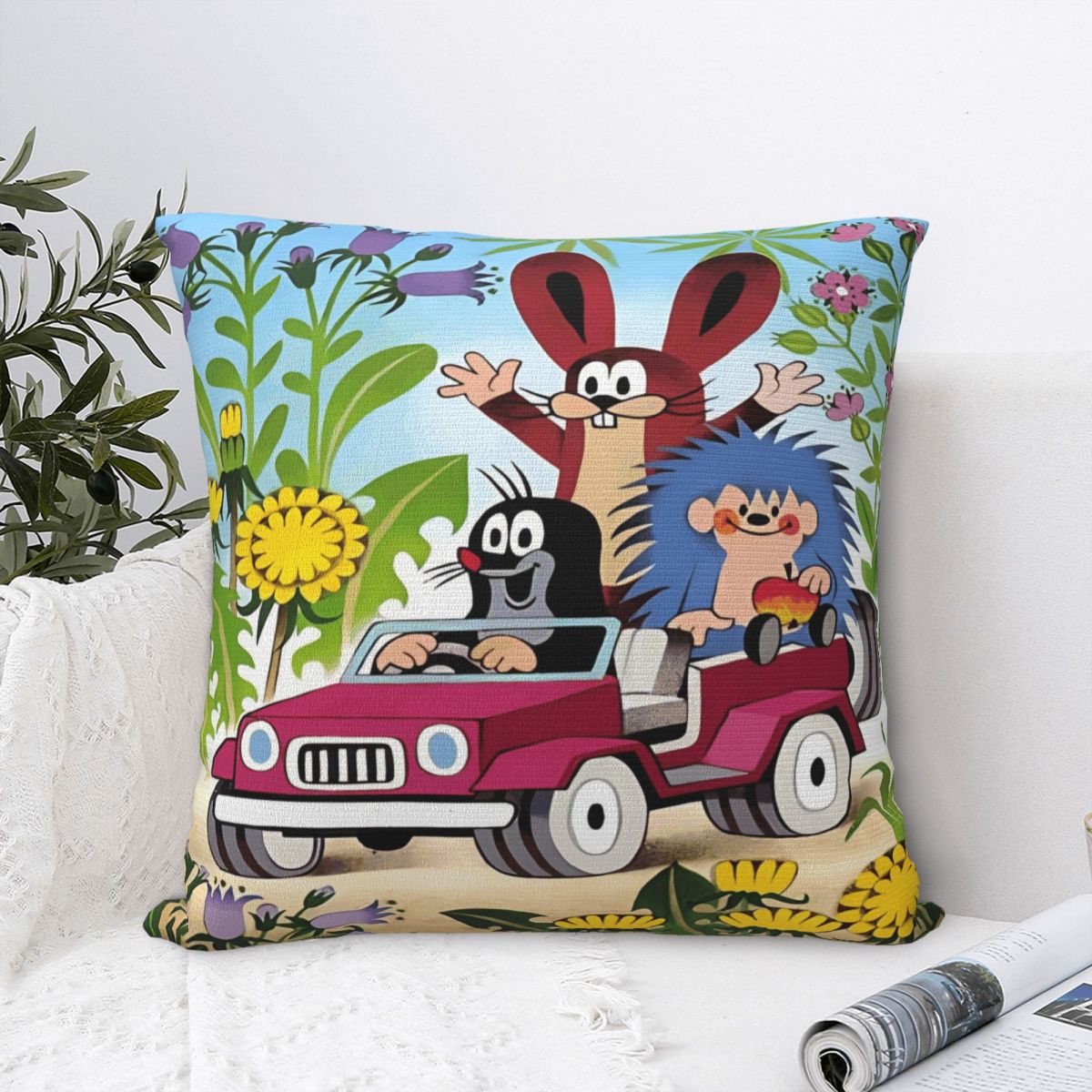 Shanika Chen Unisex Car Decoration The Little Mole Cartoon Animal Pillowcase Merch Pillow Covers Zippered Multiple Sizes