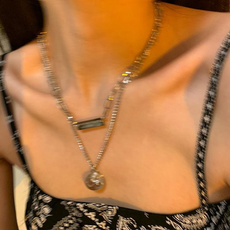 Spice Girls Sweet Cool Cosmic Opal Artificial Pearl Necklace Female Tide Double Layer Stacked Wearing Love Hip Hop Collarbone Chain