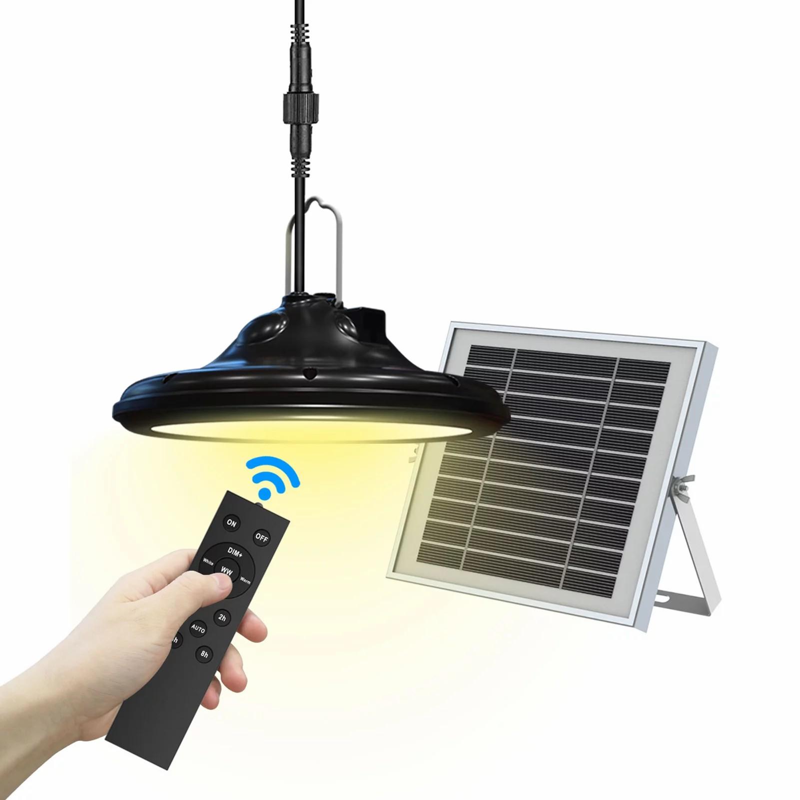 

Hanging Solar Light Waterproof Garage Garden Patio LED Lamp with Remote Control A