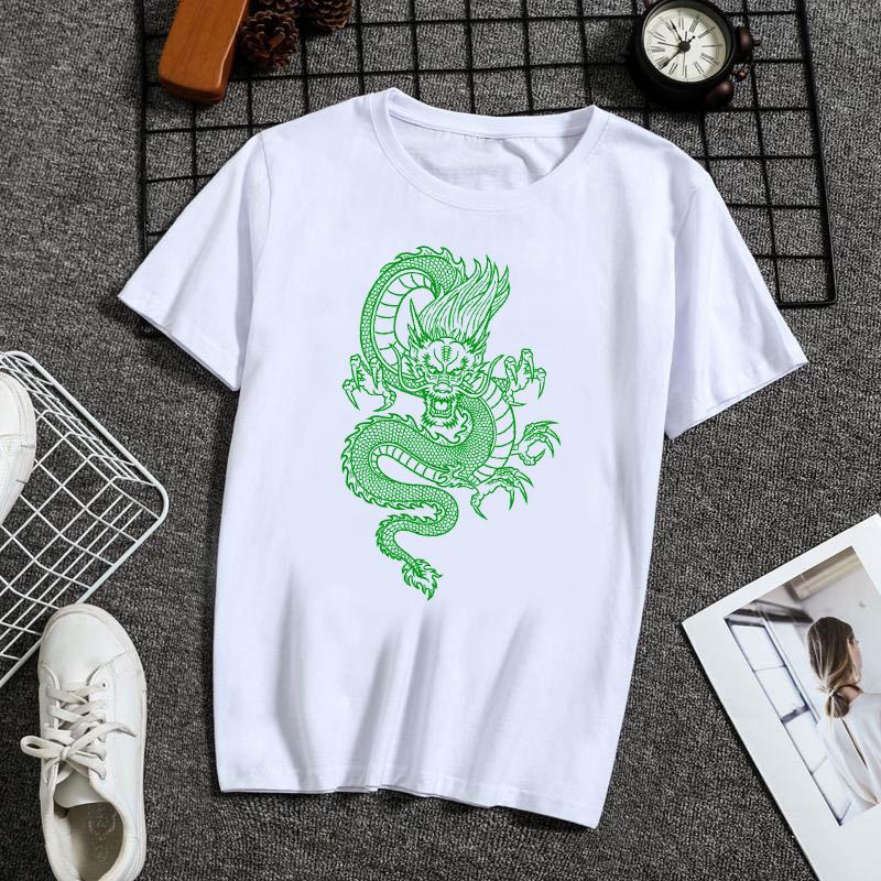 Fashion Dragon Printing Women Aesthetic T-Shirt Tops Summer Graphic Casual T-Shirt Women New Style White Women's Clothes