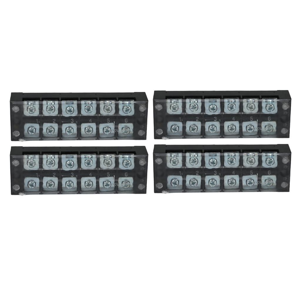 4Pcs Terminal Strip Block TB Fixed Large Current Dual Row Terminal Barrier Strip 600V 45A 6 Position (4506)