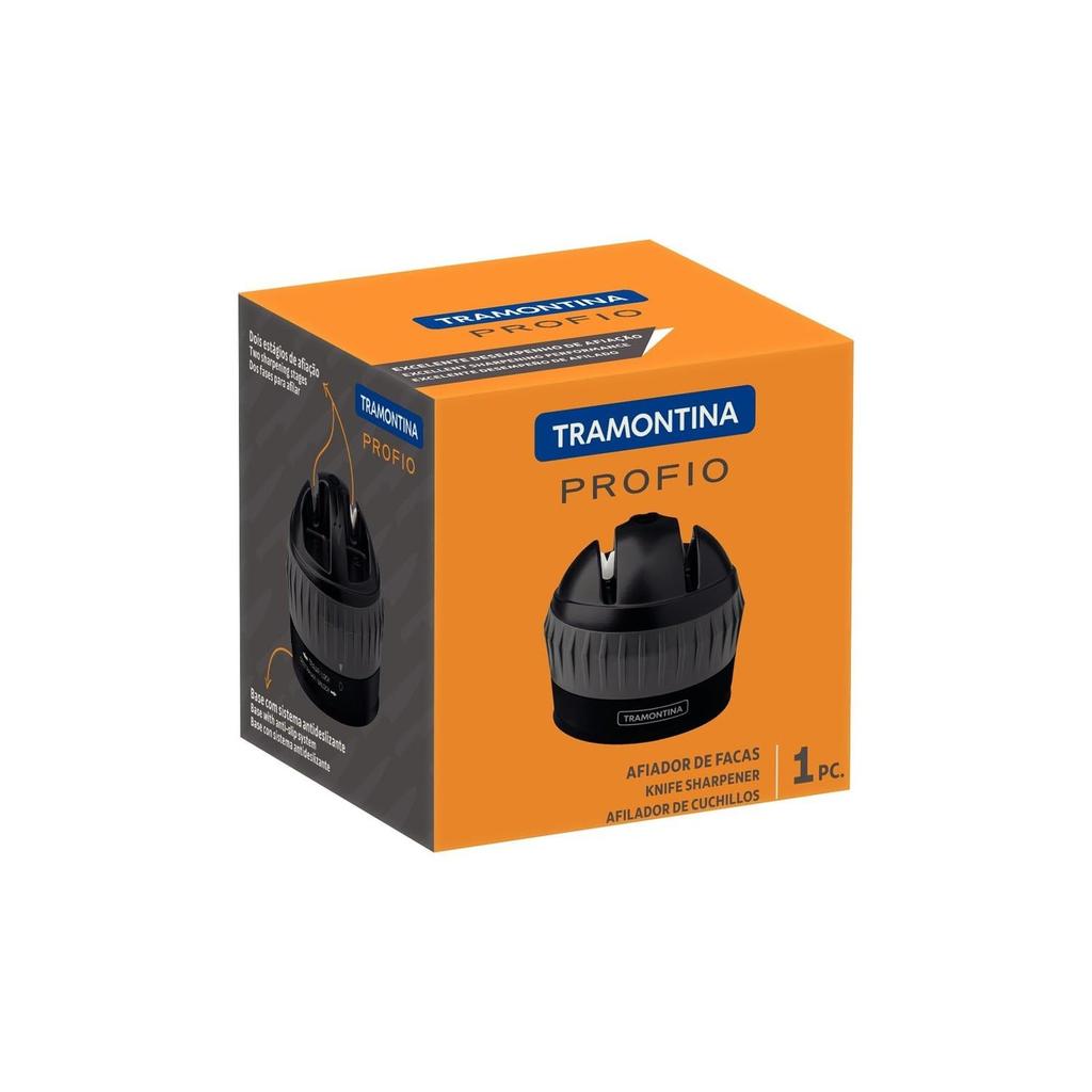 Tramontina Profio 2-Way Knife Sharpener, Round, for Coarse and Fine Sharpening, with a Powerful Suction Cup Base, 24038/000, TRAMONTINA