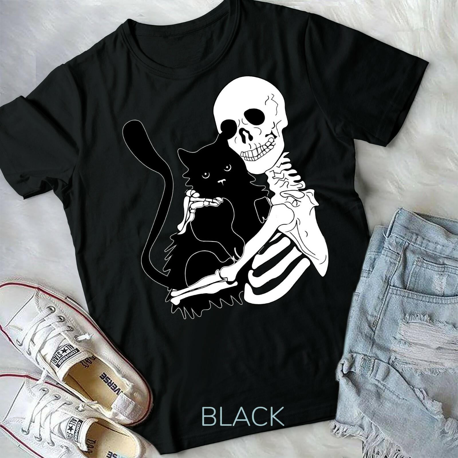 Halloween Cat Skeleton Funny Cat Gothic Grunge Pastel Goth Unisex Form T-shirt XL