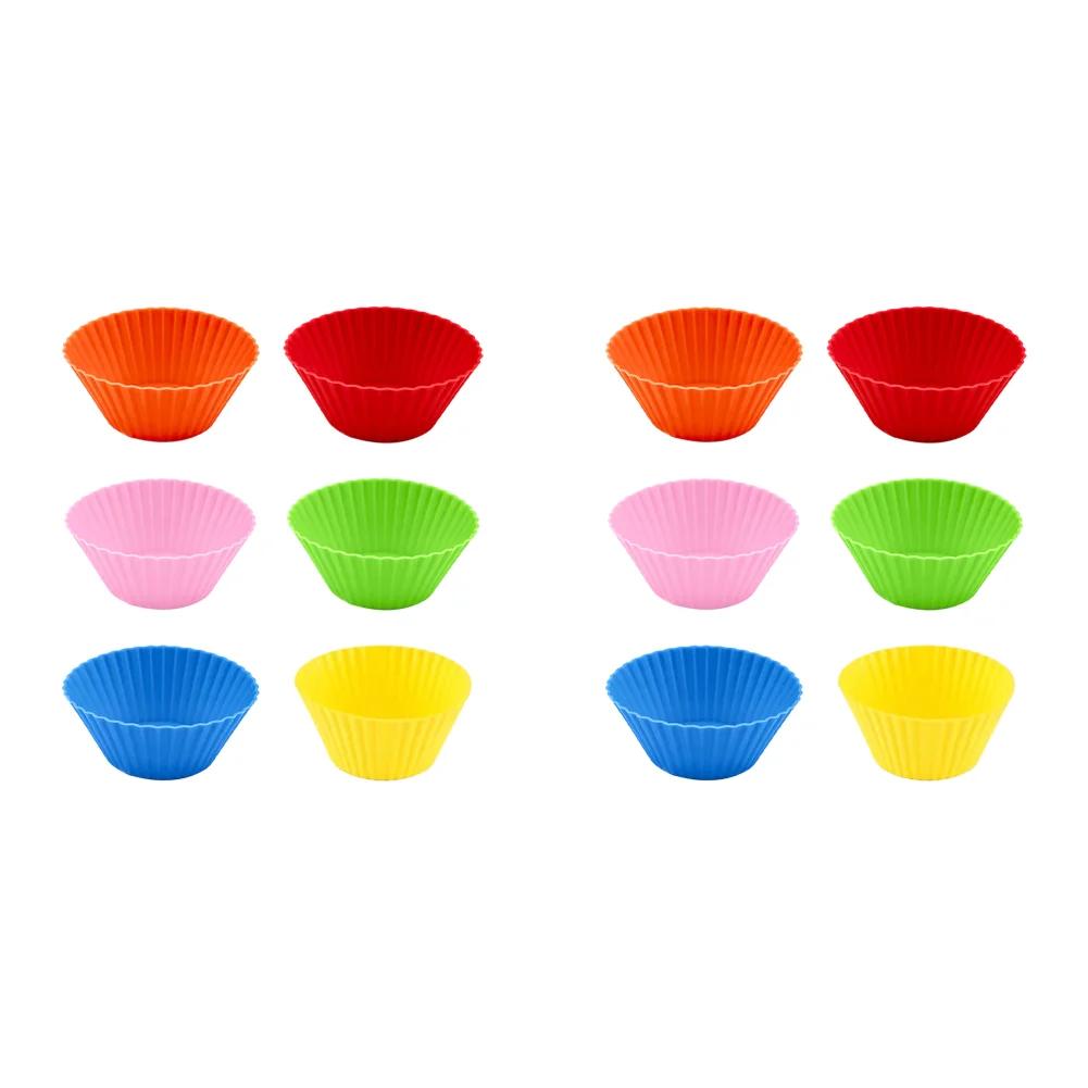 6-48Pc Silicone Cake Mold Round Muffin Mold Kitchen Cooking DIY Cake Bakeware Microwave Baking Mold Cupcake Cake Decorating Tool