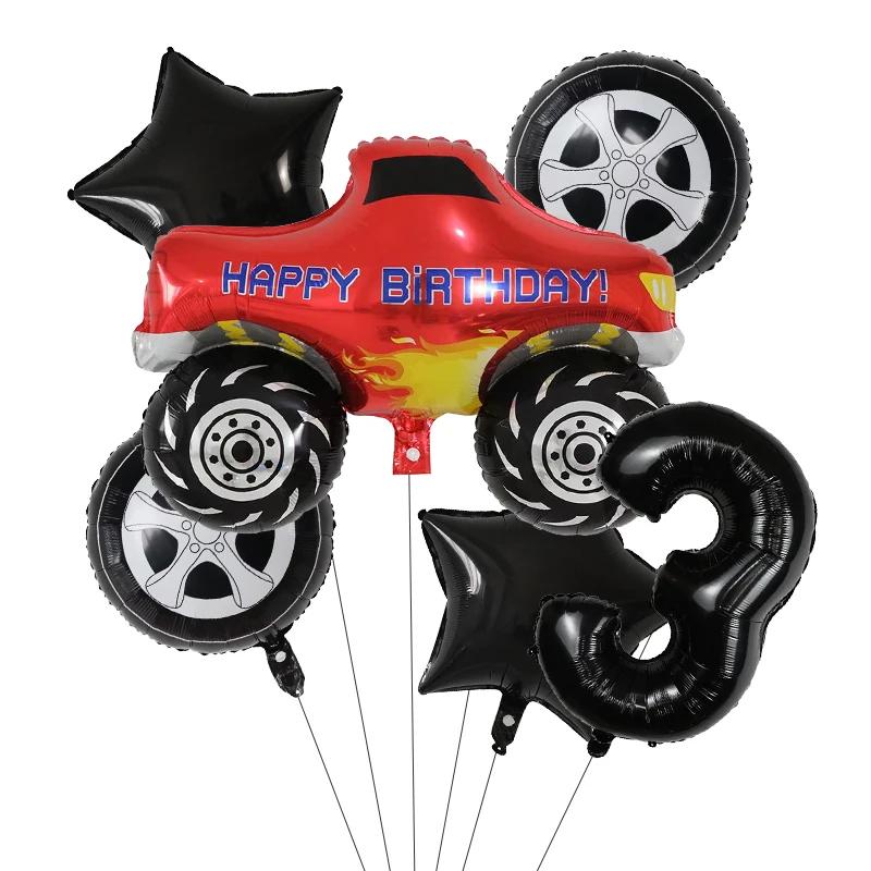 

6pcs Big Monster Truck Balloon Car Themed Birthday Foil Ballons Dump Truck Helium Balloon Boy Birthday Party Decor Supplies 32inch