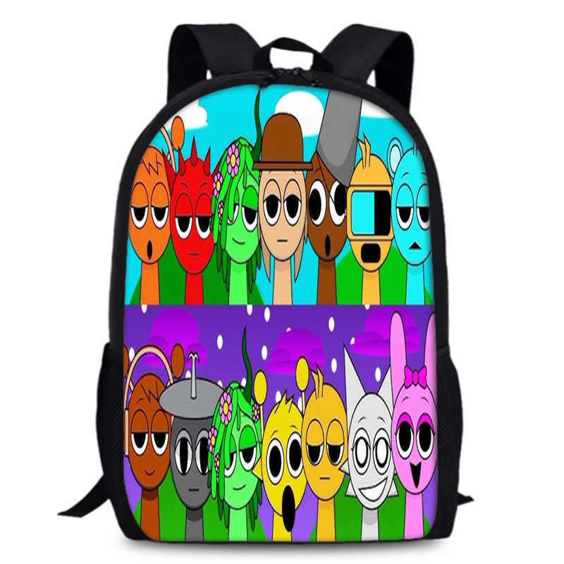 Sprunki 15in Large Capacity Backpack Durable Oxford Fabric School Bag For Students Teens Lightweight Design