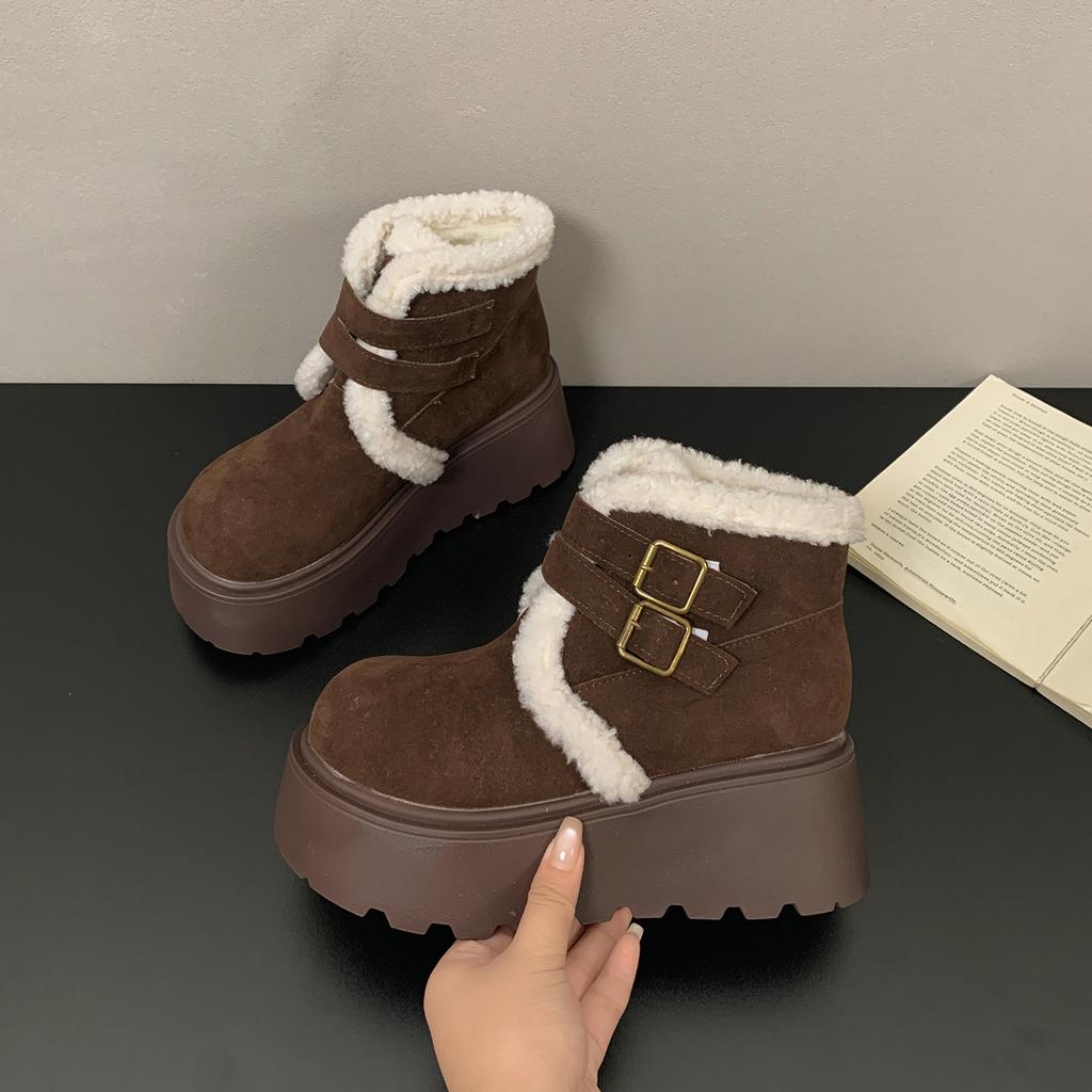 Winter Warm Cotton Women Snow Boots Height Increase Shoes Female Punk Platform Thick Sole Short Booties De Muje