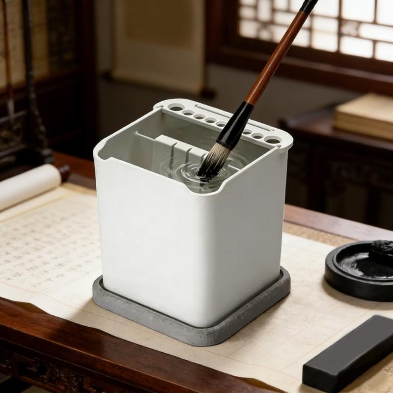 2 in 1 Modeling Brush Holders and Cleaner with Double Compartments Absorbent Pad for DIY and Hobbies Painting Enthusiasts