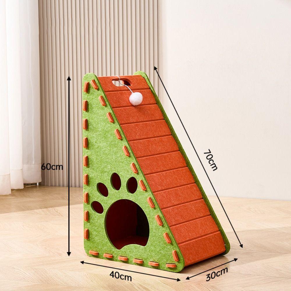 With Plush Ball Toy Cat Scratcher Easy To Clean Removable Felt Cat Scratcher Prevents Furniture Damage Durable Cat Toy