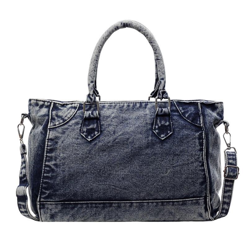 Vintage Denim Tote Bag For Women With Large Capacity And Crossbody Style For Daily Use