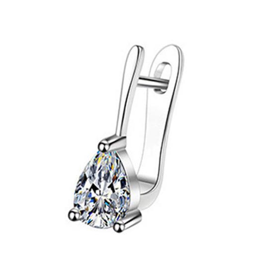 1 Pair Women Earrings, Cubic Zirconia Drop-Shaped Earrings, Ear-Buckle Closure Wedding Earrings, Anti-fade Earrings Jewelry