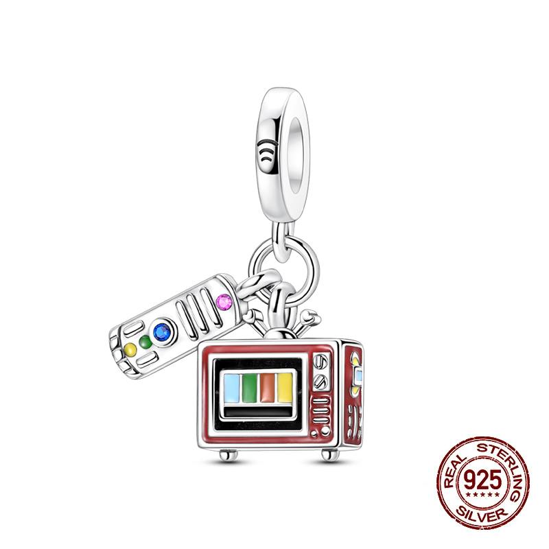 Fit Original Copper Charms Beads Game Console Headphones Pink Charms For Women Fine Diy Birthday Jewelry Gifts