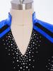 Boys V Neck Long Sleeve Shiny Metallic Color Block Figure Skating Top