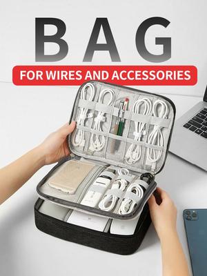 Digital Storage Bag, Multifunctional Waterproof Data Cable, Headphone Bag, Partitioned Makeup Bag, Portable Bag, Large Capacity Travel Bag